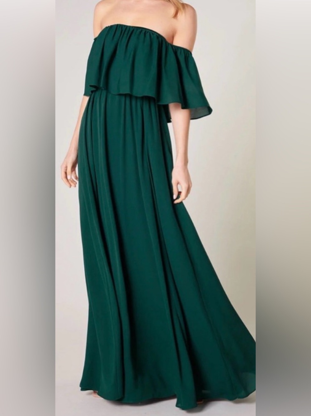 NWT Sugarlips Off the Shoulder Maxi Dress in Emerald Green, size L